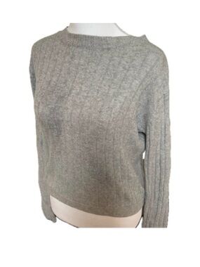 Shrinking Violet Heather Gray Ribbed Crew Sweater